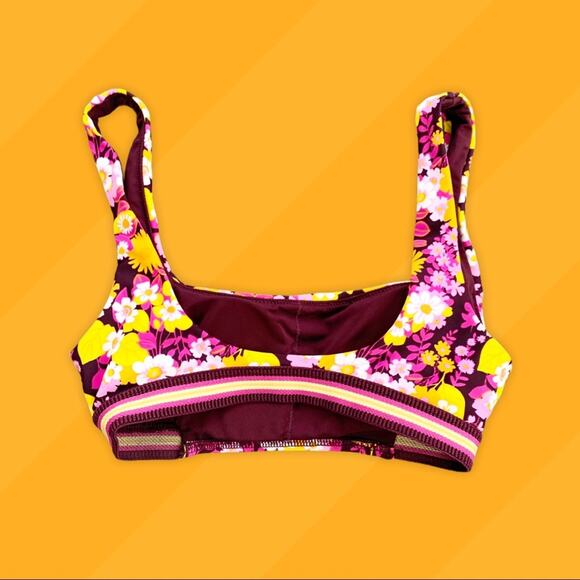 AERIE Bralette Swim Bikini Top Floral Scoop Neck 1970 Floral Style XXS NWOT - Picture 6 of 9